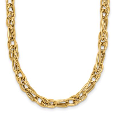 Fancy Link with 1 Inch Extender Necklace 10k Gold Polished 10LF621-18 196904331378