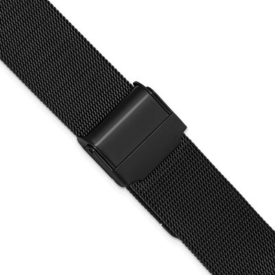Debeer 20mm Black Ip-Plated Fine Mesh with Deployment Clasp 8 Inch Watch Strap Stainless Steel BAB5…