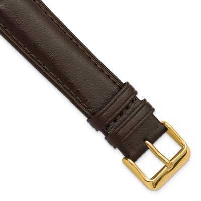 Debeer 18mm Dark Brown Vegan Apple Skin Stitched with Gold-Tone Buckle 8 Inch Watch Band BAY569-18