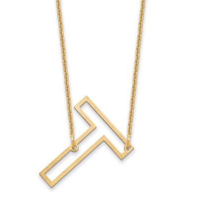 Sideways Cut Out Initial T Necklace 10k Gold 10XNA1473Y/T