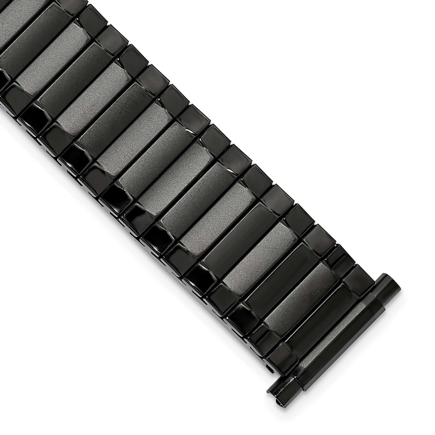 Gilden Mens Long 17-22mm Satin and Polished Black Ip-Plated Stainless Steel 7.25 Inch Expansion Wat…