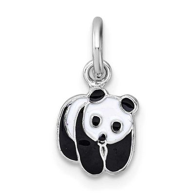 Madi K Enamel Black and White Panda Children&#39;s Pendant Sterling Silver Rhodium-plated QP5977