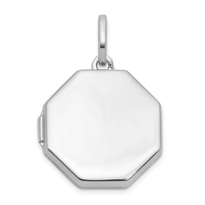 Reversible 18mm Octagon Shaped Locket Sterling Silver Rhodium-plated QLS1252