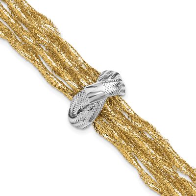 Rhodium Polished Knot Mesh Multi-Strand Bracelet 14k Gold LF1992-7.5 196904330920