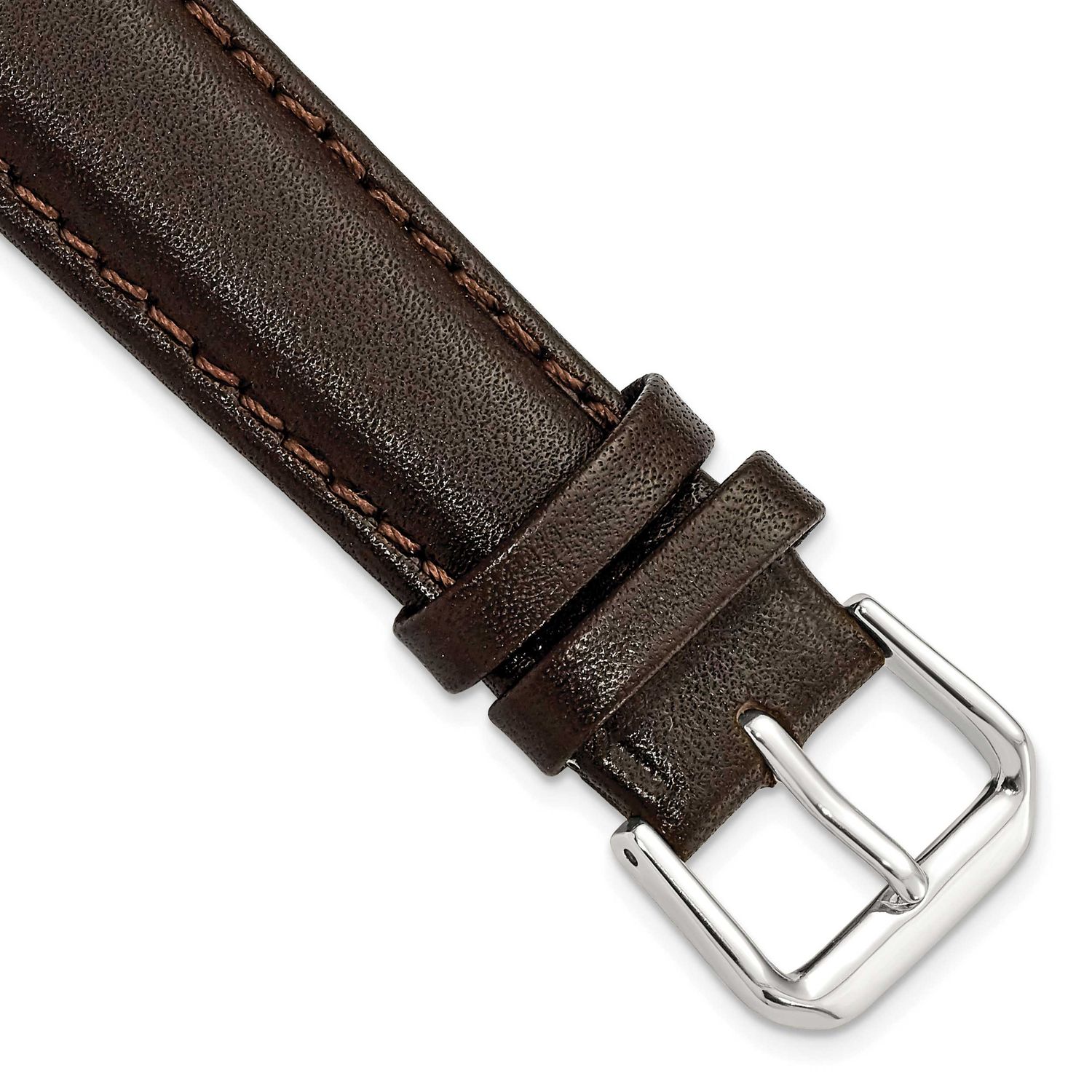 Debeer 18mm Short Dark Brown Smooth Leather with Silver-Tone Buckle 6.75 Inch Watch Band BAW84S-18 …