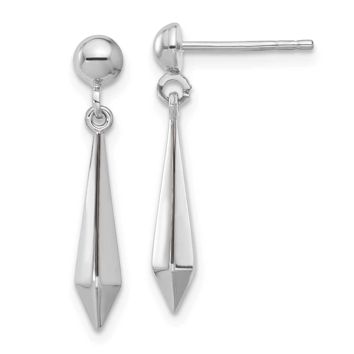 Polished Post Dangle Earrings 10k White Gold 10LE656W