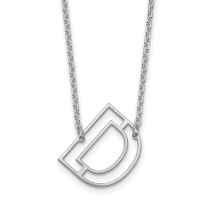 Sideways Cut Out Initial D Necklace 10k White Gold 10XNA1473W/D