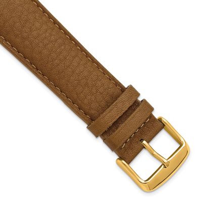 Debeer 12mm Havana Natural Grain Leather Stitched with Gold-Tone Buckle 7 Inch Watch Band BAY573-12