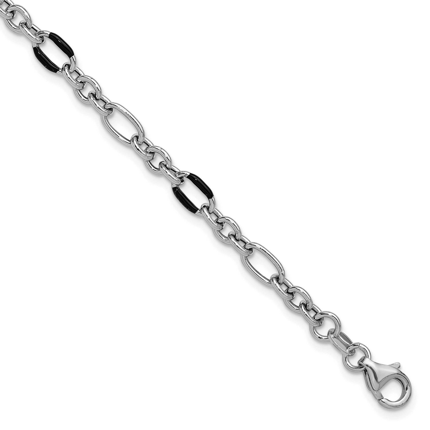 Enamel Link 1 Inch Extender Brac Sterling Silver Rhodium-plated QLF1415-7