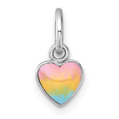 Madi K Enamel Rainbow Heart Children&#39;s Pendant Sterling Silver Rhodium-plated QP5951