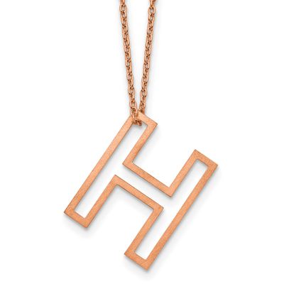 Rose Gold-Plated Cut Out Slide Initial H Necklace Sterling Silver XNA1474RP/H