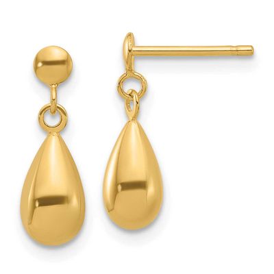 Teardrop Dangle Earrings 14k Gold Polished LE2706 196904344453