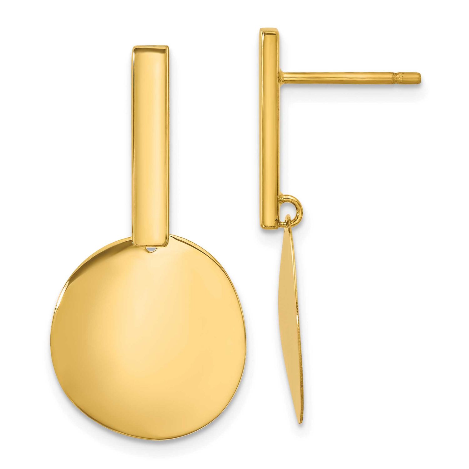 Drop Post Earrings 14k Gold Polished LE2711 196904338506