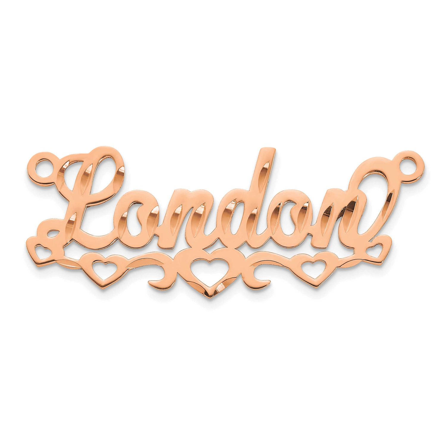 Diamond-Cut Cut-Out Hearts Name Plate Sterling Silver Rose-plated XNA1542RP