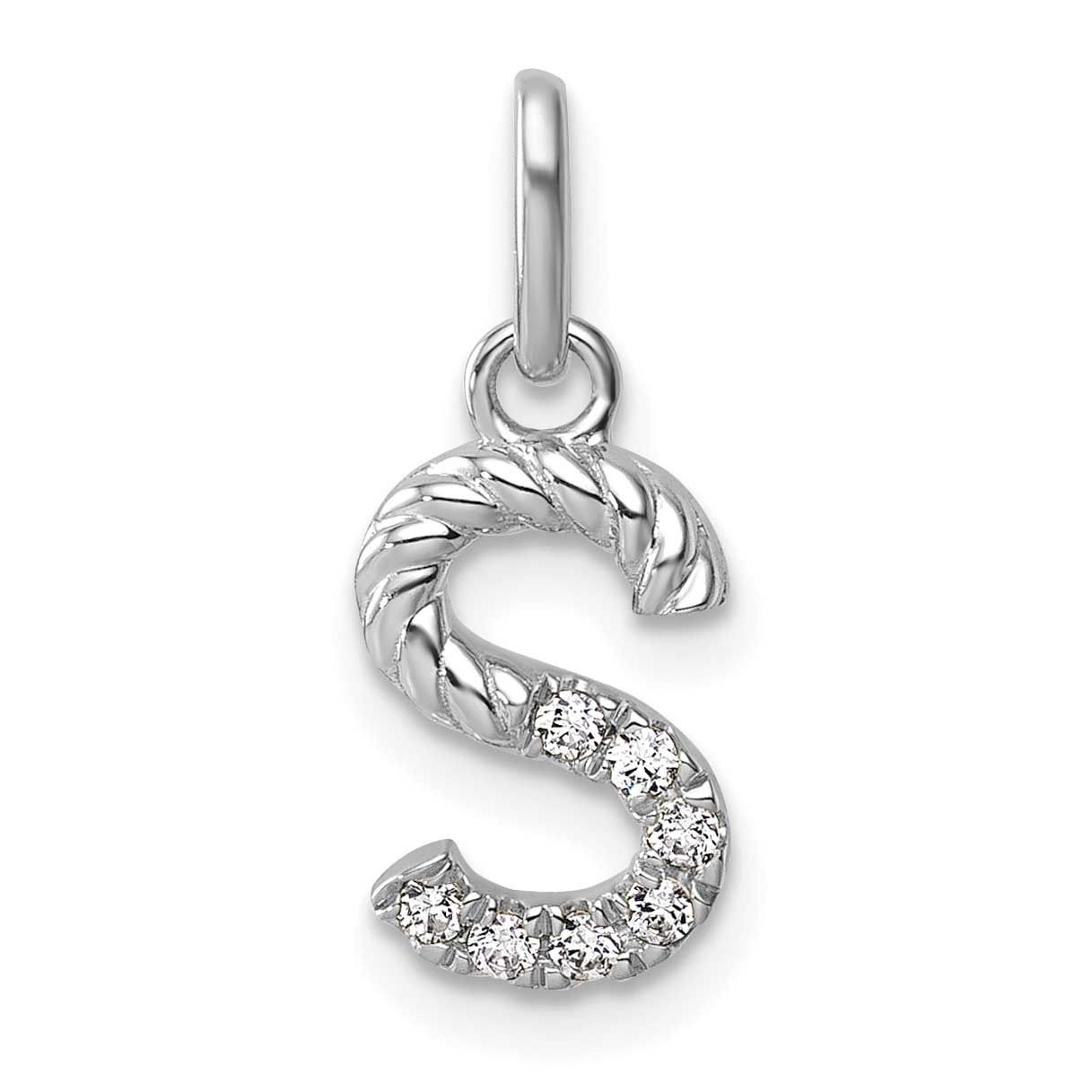 Twisted .07 Ct. Diamond Initial S Charm 14k White Gold PM10732S-WA