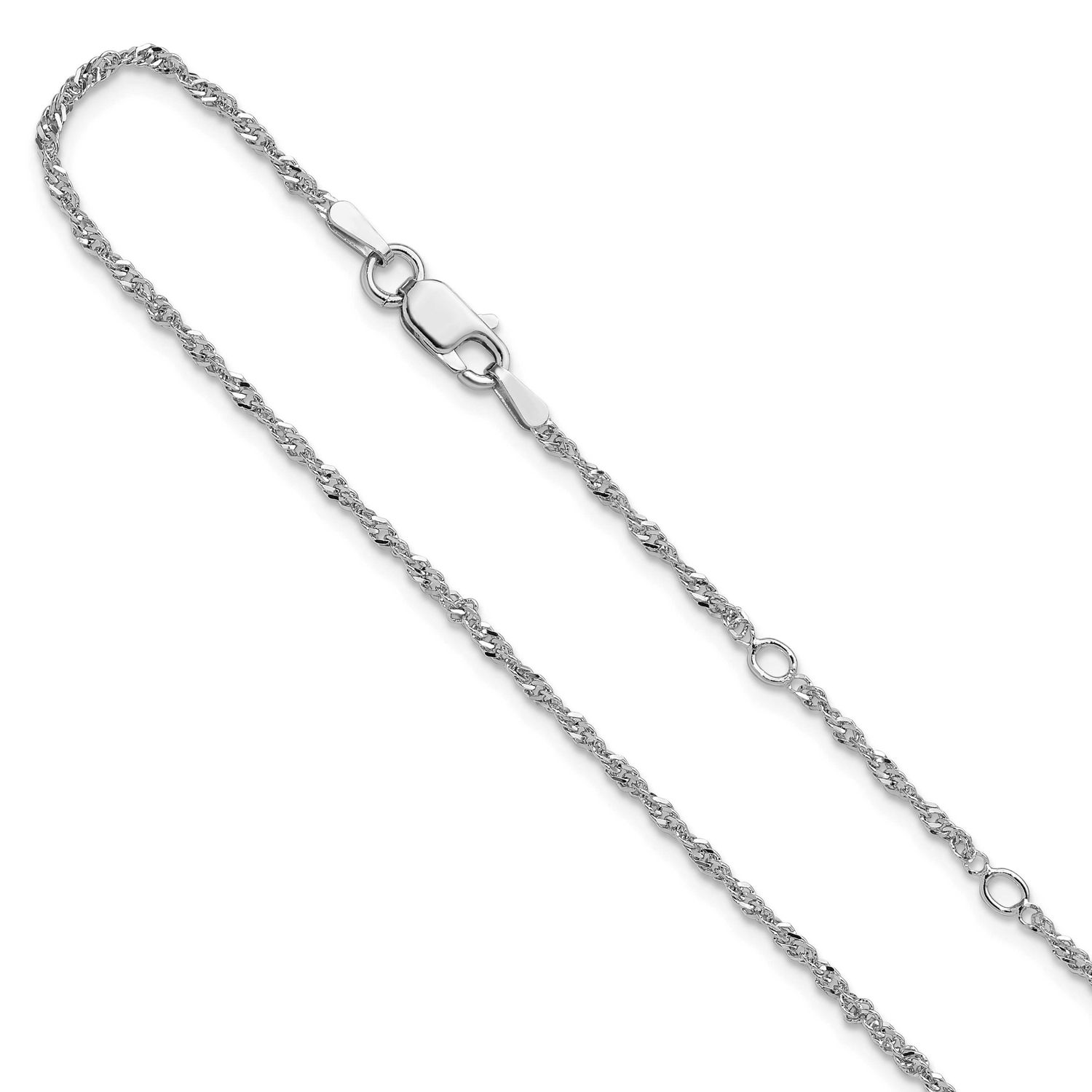 1.6mm Singapore 1In+1 Inch Adjustable Chain 18 Inch Sterling Silver Rhodium-plated FC107-16+2