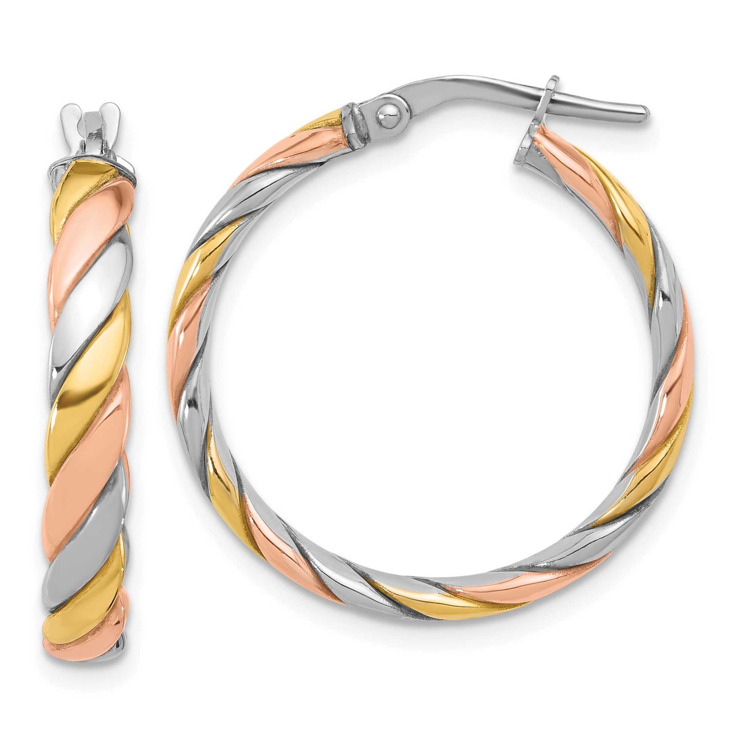 Gold and Rose-Tone Polished Hoop Earrings Sterling Silver QLE1493