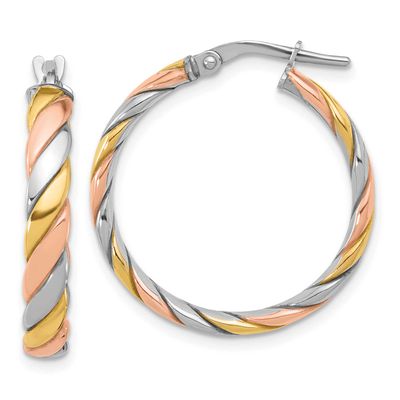 Gold and Rose-Tone Polished Hoop Earrings Sterling Silver QLE1493