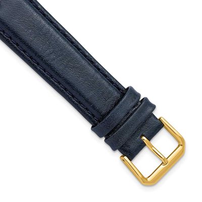 Debeer 18mm Navy Smooth Leather with Gold-Tone Buckle 7.5 Inch Watch Band 35Y-18 196904354988