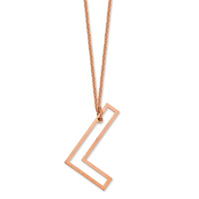 Sideways Cut Out Initial L Necklace 14k Rose Gold XNA1473R/L