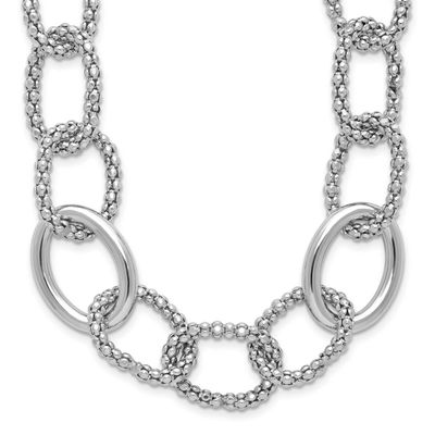 Fancy Link with 2 Inch Extender Necklace Sterling Silver Rhodium-plated QLF1391-18 196904343838