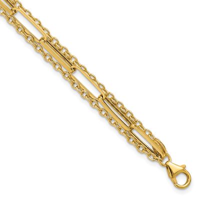 3-Strand Fancy Link Bracelet 14k Gold Polished LF1982-7.5 196904334928