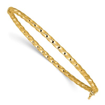 Textured and Twisted Hinged Bangle 14k Gold Polished LF2108 196904315767