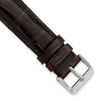 Debeer 22mm Brown Genuine Alligator Chrono Leather with Silver-Tone Buckle 7.5 Inch Watch Band 530-…