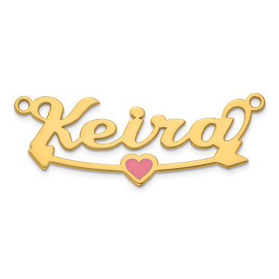 Epoxy Heart and Arrow Name Plate Sterling Silver Gold-plated XNA1491GP