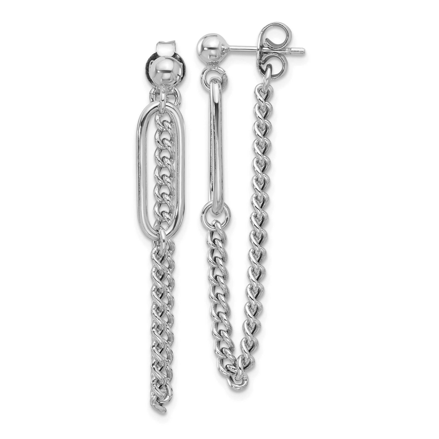 Post Chain Dangle Earrings Sterling Silver Rhodium-plated QLE1478