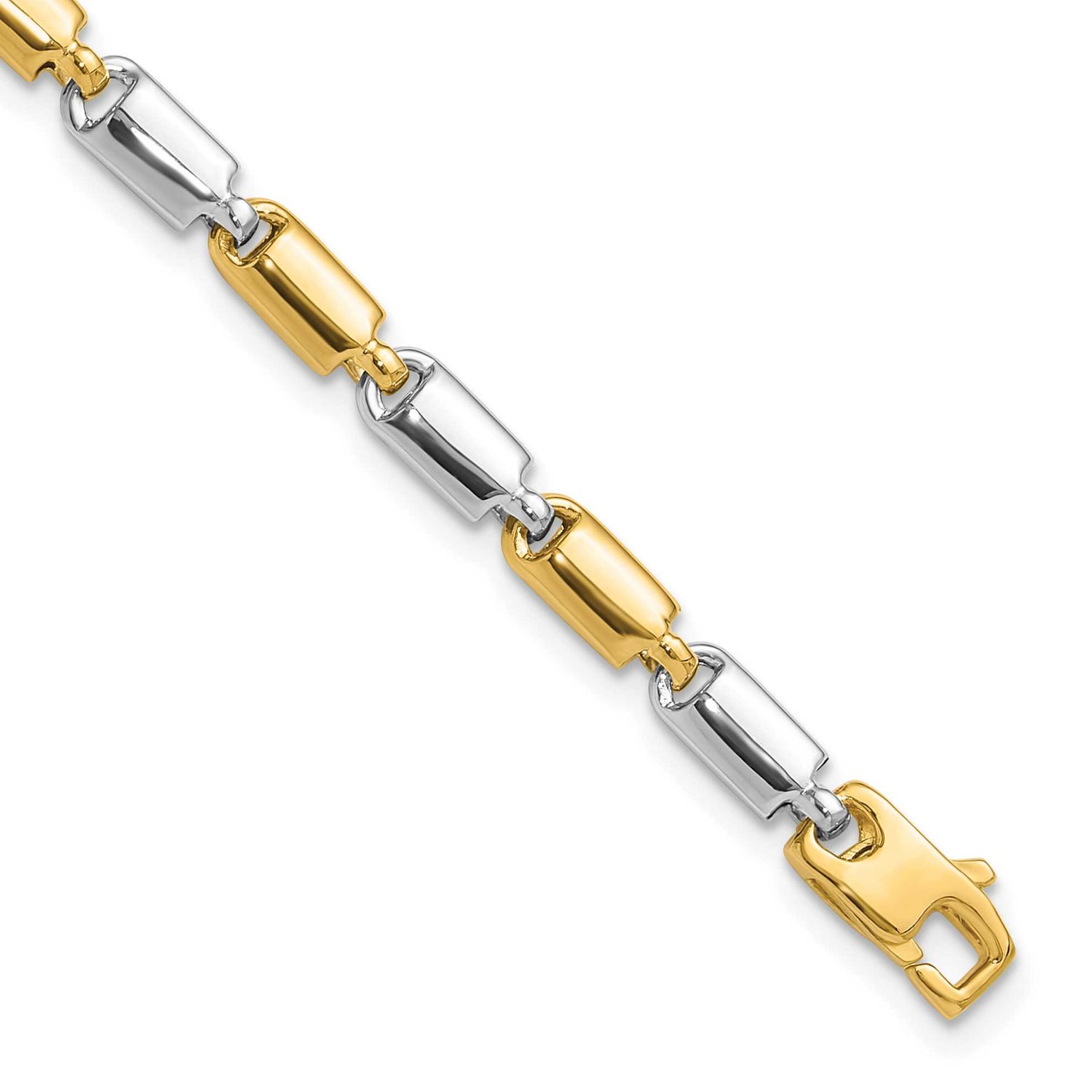 Fancy Rectangular Link Bracelet 14k Two-tone Gold Polished LF1888-7.5 196904331422