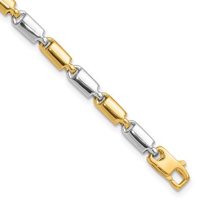 Fancy Rectangular Link Bracelet 14k Two-tone Gold Polished LF1888-7.5 196904331422