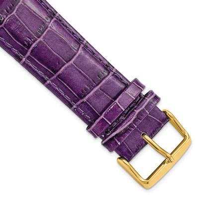 Debeer 24mm Long Violet Crocodile Grain Chronograph Leather with Gold-Tone Buckle 8.5 Inch Watch Ba…