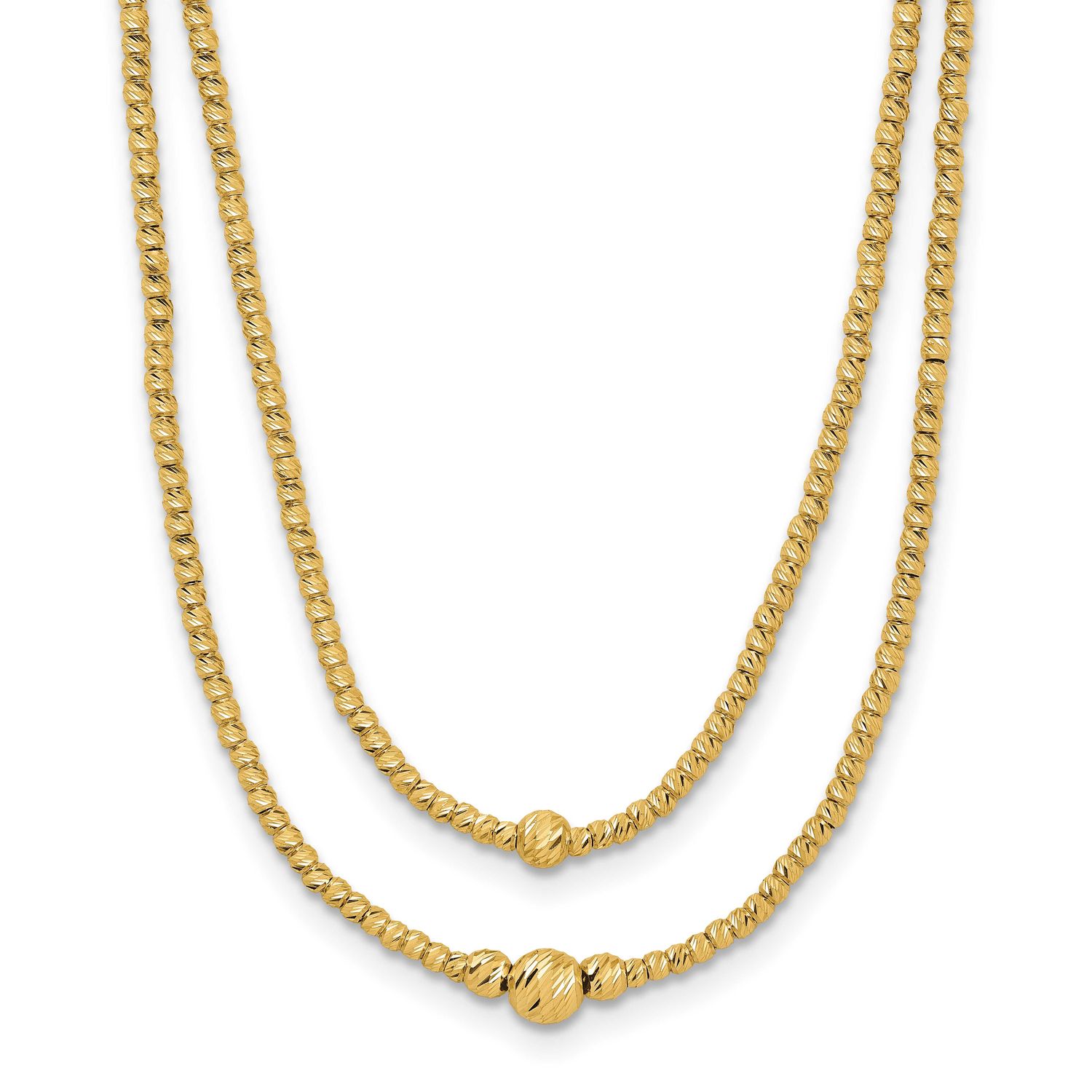 Diamond-Cut Beads 2-Strnecklace 10k Gold Polished 10LF634-18 196904323892