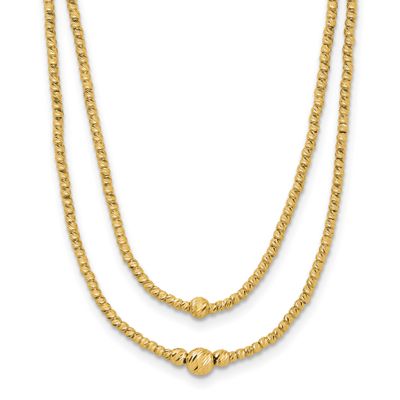 Diamond-Cut Beads 2-Strnecklace 10k Gold Polished 10LF634-18 196904323892