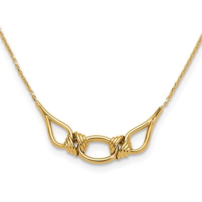 Fancy with 2 Inch Extender Necklace 14k Gold Polished LF1937-17 196904333235