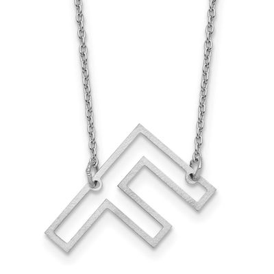 Sideways Cut Out Initial F Necklace 14k White Gold XNA1473W/F