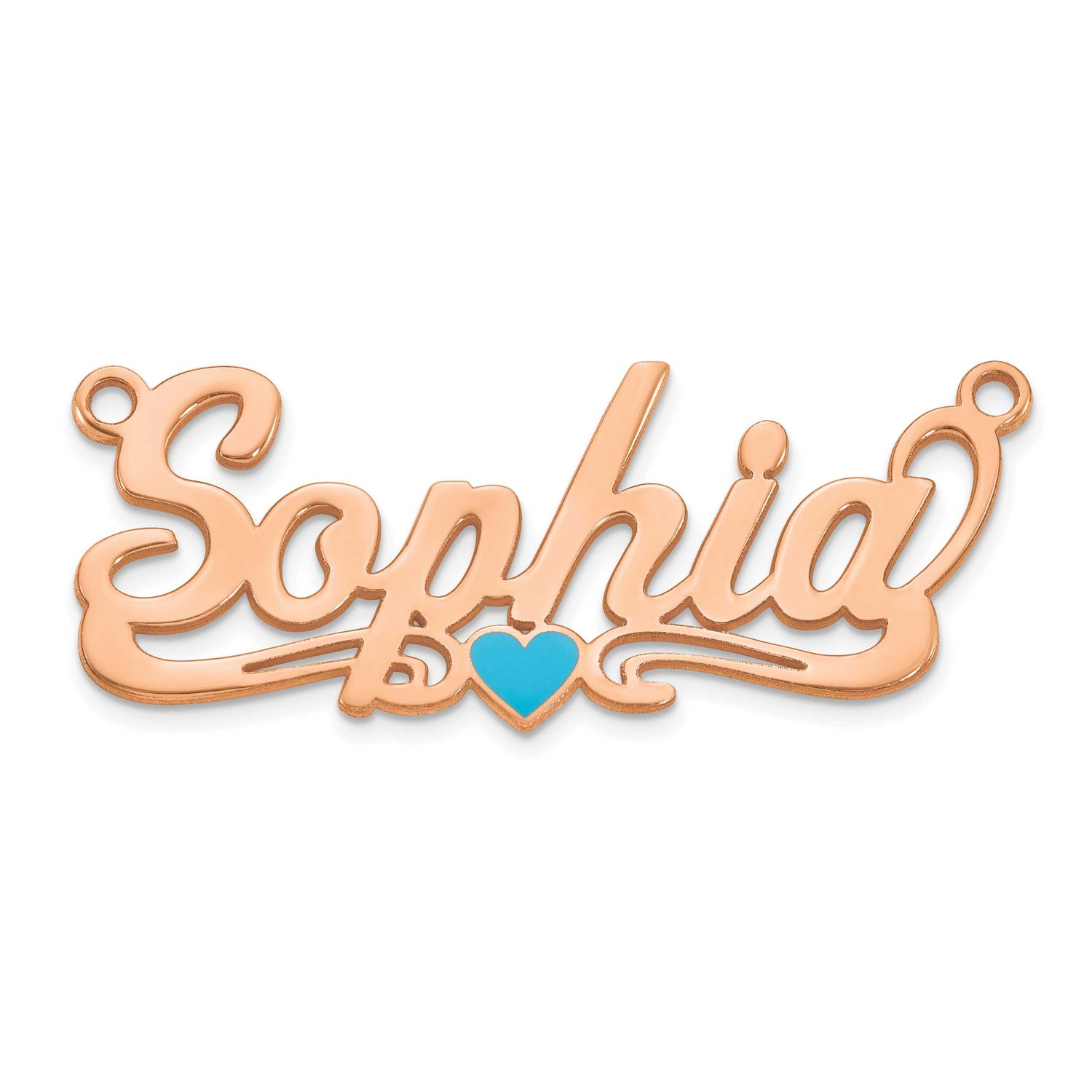 Epoxy Heart Name Plate 14k Rose Gold XNA1505R