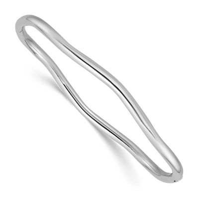 Fancy Wavy Hinged Bangle 14k White Gold Polished LF2257W 196904315118