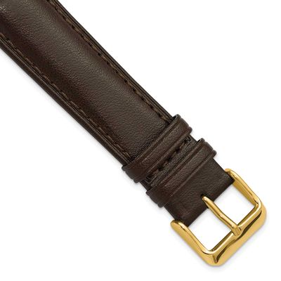 Debeer 20mm Dark Brown Vegan Apple Skin Stitched with Gold-Tone Buckle 8 Inch Watch Band BAY569-20