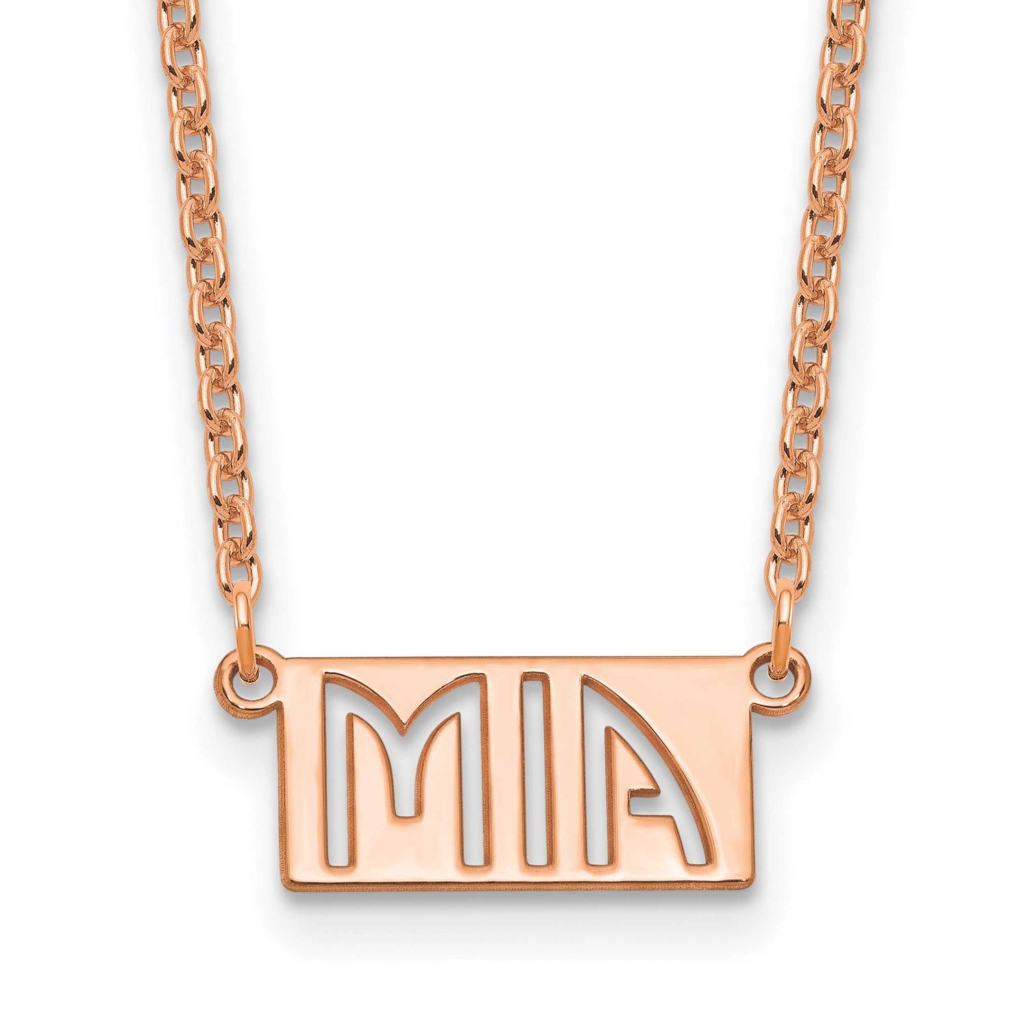 Rose-Gold 1-3 Letter Cut-Out Name Bar Necklace Sterling Silver XNA1511RP