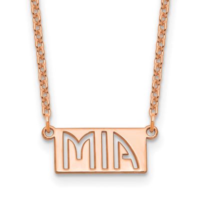 Rose-Gold 1-3 Letter Cut-Out Name Bar Necklace Sterling Silver XNA1511RP