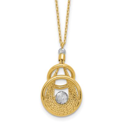 Tt Polish/Diamond-Cut Fancy Teardrop with .5 Inch Extender Necklace 14k Gold LF2062-16.5
