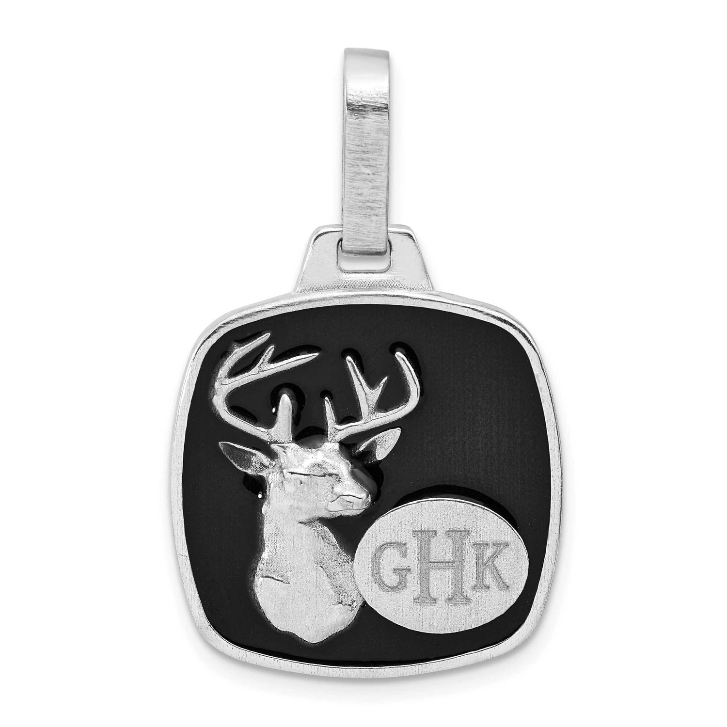 Epoxy Cushion Monogram Pendant Sterling Silver Rhodium-plated XNA1565SS