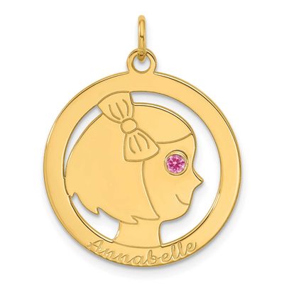 Girls Silhouette with Birthstone Charm 14k Gold XNA1545Y