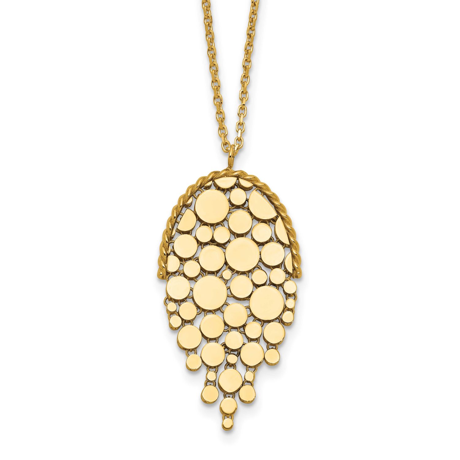Fancy with 2 Inch Extender Necklace 14k Gold Polished LF1938-17 196904330708