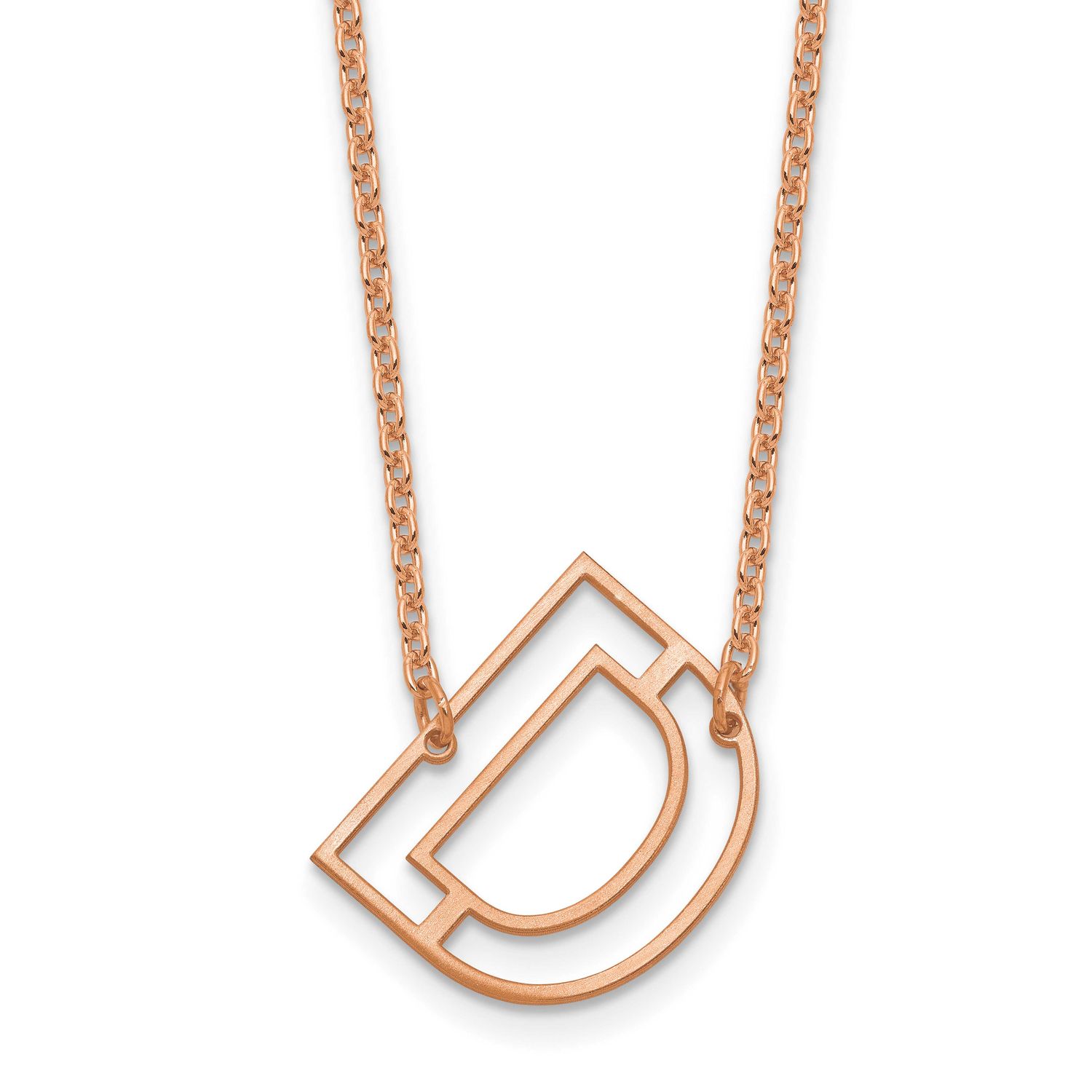 Rose Gold-Plated Sideways Cut Out Initial D Necklace Sterling Silver XNA1473RP/D