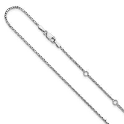 1.2mm Round Box 1In+1 Inch Adjustable Chain 18 Inch Sterling Silver Rhodium-plated FC110-16+2