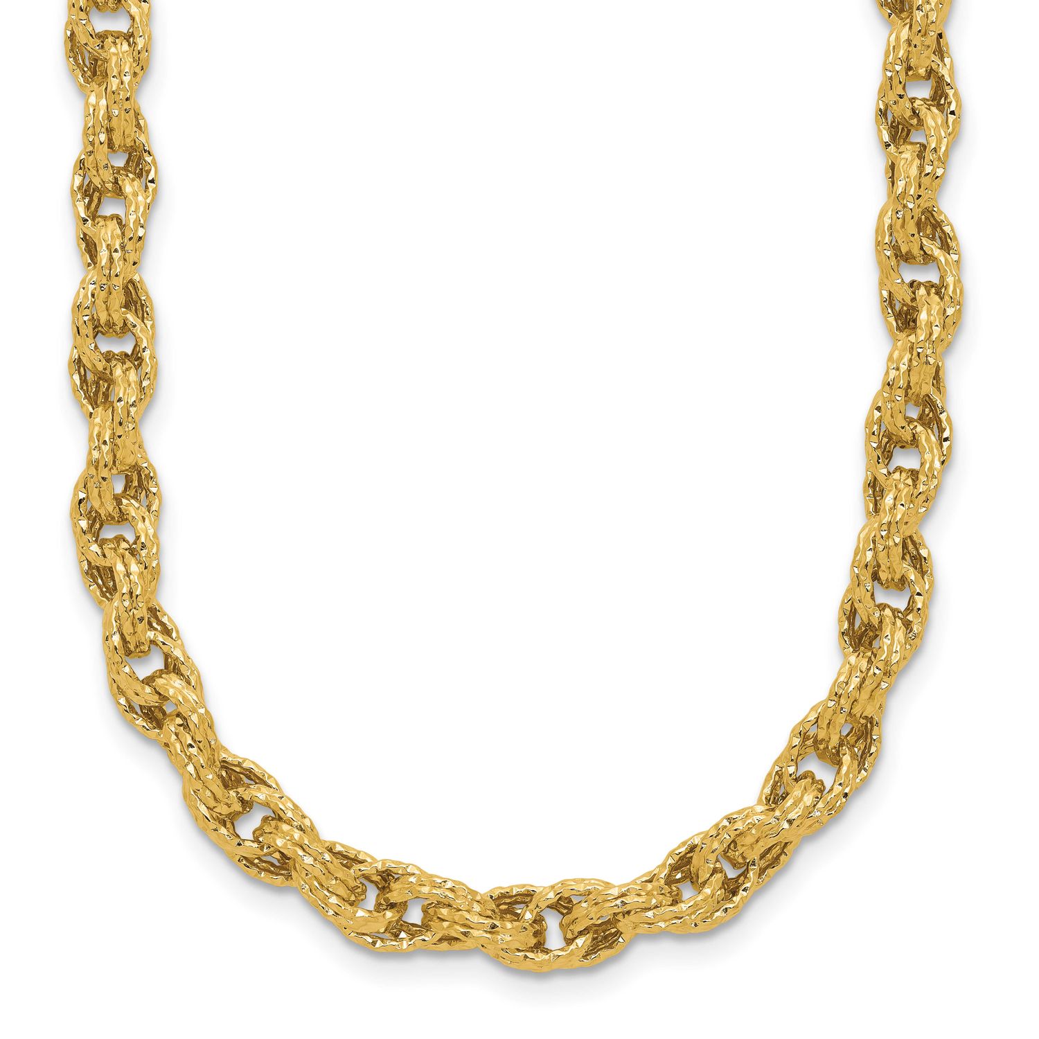 Textureddiamond-Cut Twisted Link Necklace 14k Gold Polished LF2128-18 196904317150