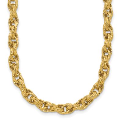 Textureddiamond-Cut Twisted Link Necklace 14k Gold Polished LF2128-18 196904317150